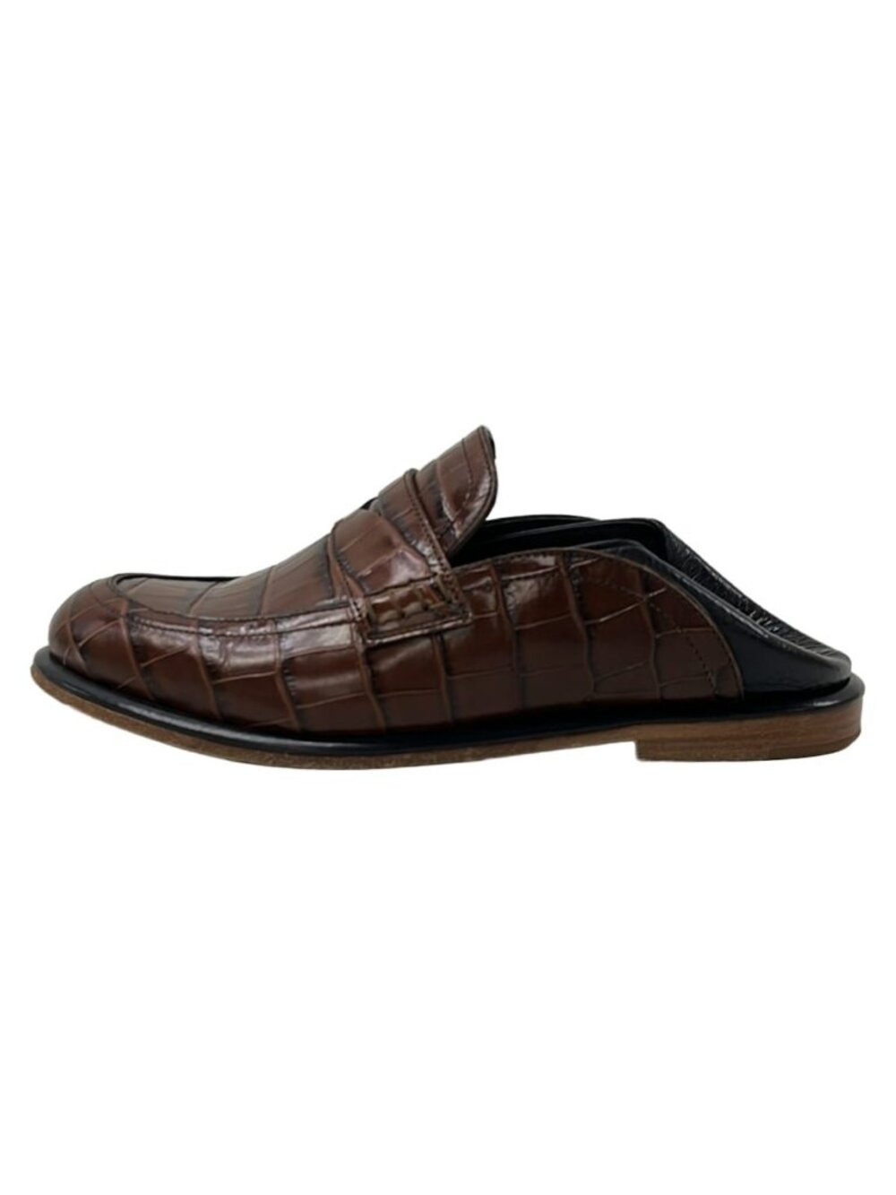 Loewe Loafers Slip-on Brown Black Embossed Babouche Leather